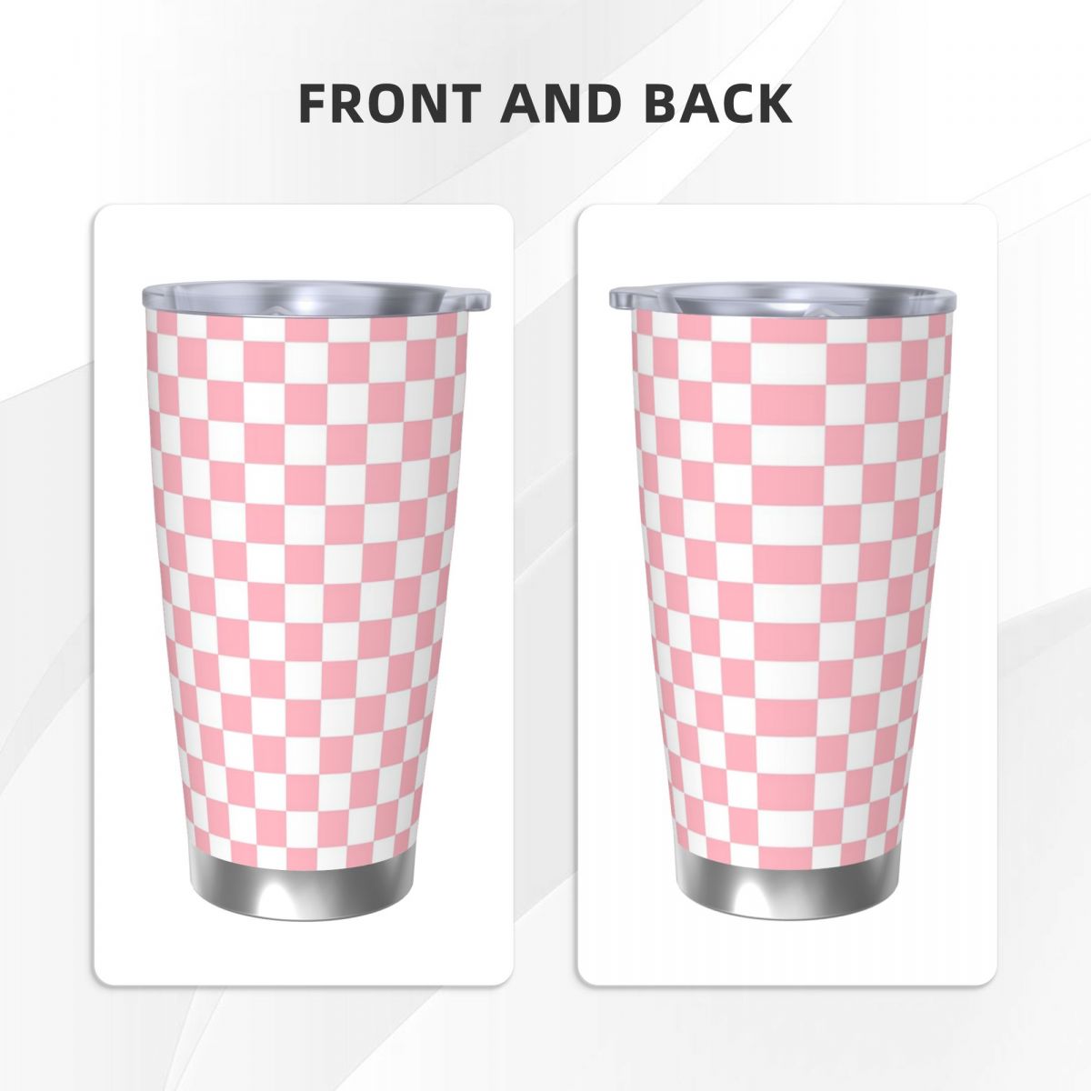 Pink White Checkerboard Patter - Tumbler 20Oz White ulasan dan harga